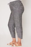 Curvy Linen Elastic Waist With Tulip Hem Pant