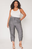 Curvy Linen Elastic Waist With Tulip Hem Pant