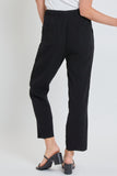 Cropped Frayed Hem Wide Leg Black Pant