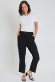 Cropped Frayed Hem Wide Leg Black Pant