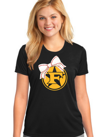 Five Star Mafia Baseball Ladies Performance Tee- Badge logo with Bow
