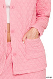 QUILTED JACKET AND PANTS SET-Pink
