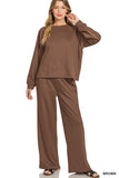 Scuba Crewneck Pullover Set-Brown