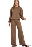 Scuba Crewneck Pullover Set-Brown
