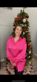 Curvy Samantha Satin Hot Pink Top