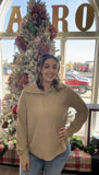 Charlotte Collared Henley Top- Mocha