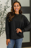 DROP SHIP It's The Little Things Relaxed Scuba Pullover in Black