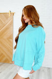 DROP SHIP  It's The Little Things Relaxed Scuba Pullover in Mint Sky