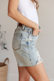 DROP SHIP  JUDY BLUE Cindy High Rise Mineral Wash Distressed Boyfriend Shorts