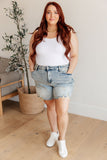 DROP SHIP  JUDY BLUE Cindy High Rise Mineral Wash Distressed Boyfriend Shorts