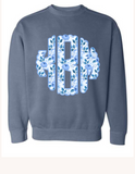 Monogram Printed Sweatshirt-Blue Jean with Blue Mono