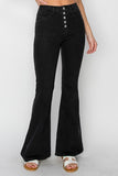 Black HIGH RISE BUTTON FLY FLARE JEANS