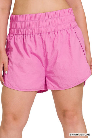 Curvy Sammy Windbreaker Shorts- Bright Mauve