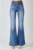 FRONT PATCH POCKET BELL BOTTOM JEANS