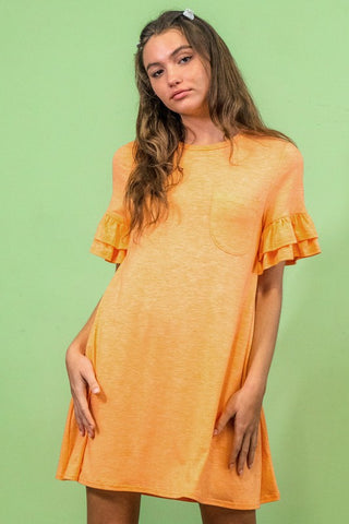 Leslie  Ruffle Pocket Tee  Dress- Mango