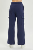 Navy RELAXED CARGO WIDE TERRY PANTS