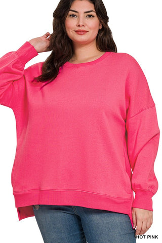 Curvy Kenna Sweatshirt- Hot Pink