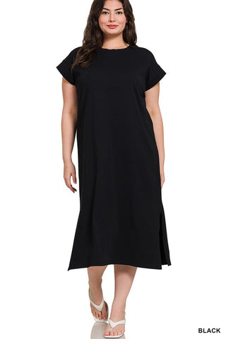 Curvy Samantha Midi Dress-Black