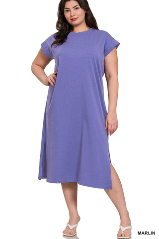 Curvy Samantha Midi Dress-Marlin Blue