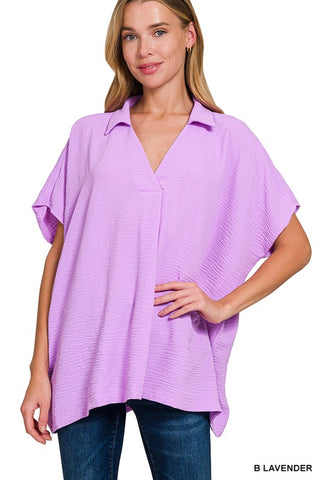 Jenny Collared Top- Lavender