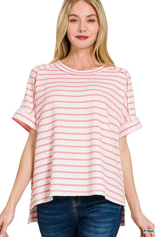 Ellie Striped Top -Pink