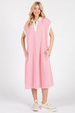 Megan Striped Midi Dress- Pink
