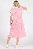Megan Striped Midi Dress- Pink