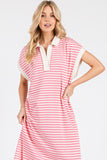 Megan Striped Midi Dress- Pink
