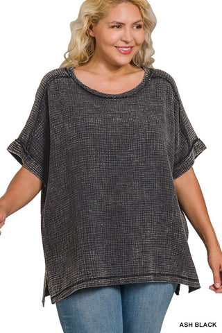 CURVY Washed Double Gauze Cuffed Short