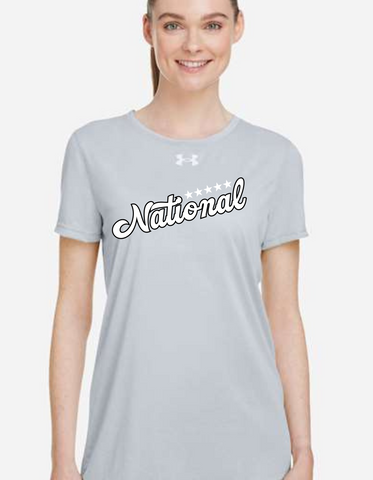 Five Star National Baseball UNDER ARMOUR LADIES Performance Tee Grey