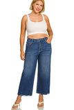 Curvy Cropped Wide Leg Denim Pants