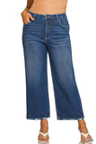 Curvy Cropped Wide Leg Denim Pants
