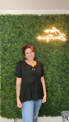 Nadia Baby Doll Rib Top w Bows