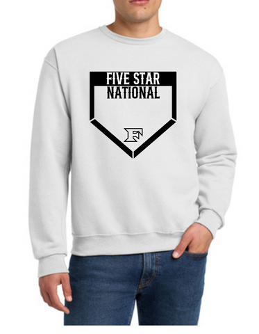 Five Star Adult  Baseball Sweatshirt- White- Black Base Print