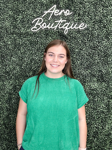 Chenille SS Sweater-Green