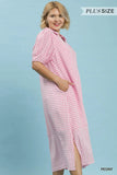 Curvy Gingham Paradise Maxi Dress- Pink