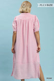Curvy Gingham Paradise Maxi Dress- Pink