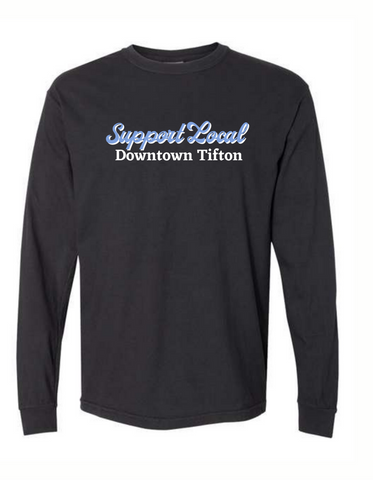 Downtown Tifton Support Local- Comfort Color Long Sleeved Tee