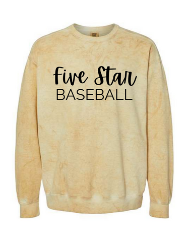 Five Star Baseball Comfort Colors - Colorblast  Sweatshirt- Gold or Grey