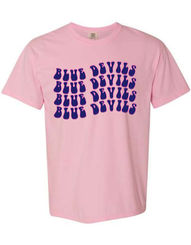 Blue Devils Printed Tee- Pink Tee