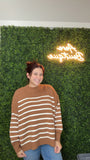 Winnie Striped Sweater-Camel