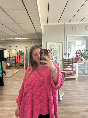 Josie Oversized Chenille Sweater-Pink