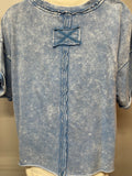 Sammy Acid Wash Top-Sky Blue