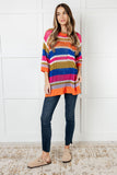 DROP-SHIP Deep Thoughts Striped Loose Knit Top