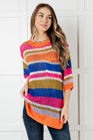 DROP-SHIP Deep Thoughts Striped Loose Knit Top