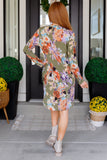 Drop-ship Generally Speaking V-Neck Dress in Olive Floral