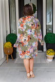 Drop-ship Generally Speaking V-Neck Dress in Olive Floral