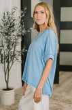 Growing Restless V-Neck Tee in Spring Blue