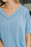 Growing Restless V-Neck Tee in Spring Blue