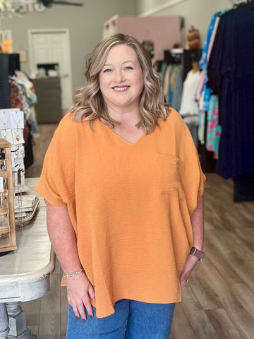 Forever Summer Pocket Top- Apricot